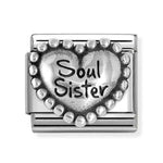 Nomination Classic Silvershine Beaded Heart Soul Sister Charm