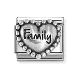 Nomination Classic Silvershine Beaded Heart Family Charm