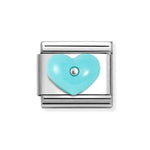 Composable Classic STONE SYMBOLS in steel and 925 sterling silver TURQUOISE RESIN heart