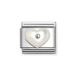 Nomination Classic Silvershine White Mother Of Pearl Heart Charm