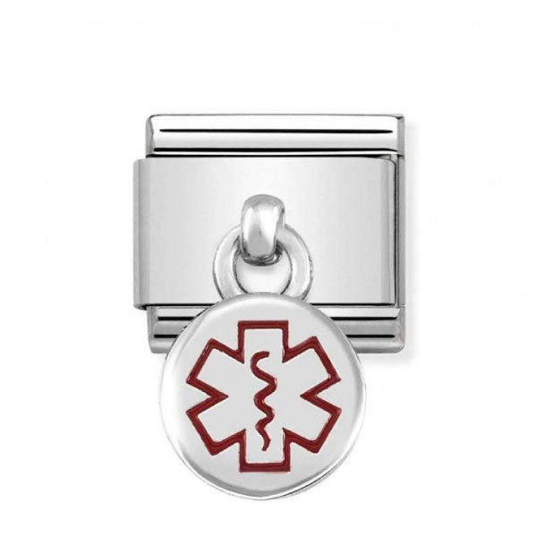 Composable Classic CHARMS in s. steel, 925 sterling silver and enamel (SMALL) Medical tag