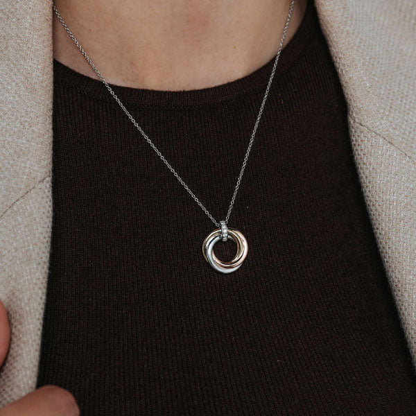 Three Colour Interlocking Circle Necklace