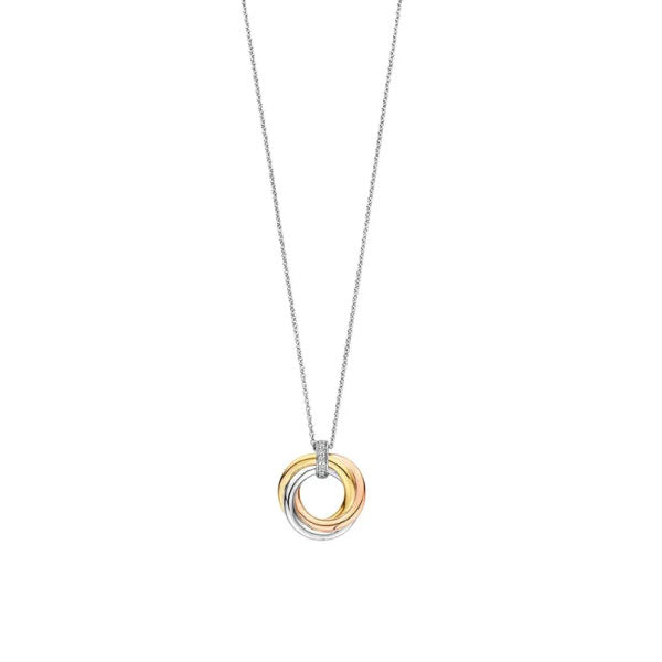 Three Colour Interlocking Circle Necklace
