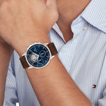 Tommy Hilfiger Stewart Brown Leather Blue Dial Watch