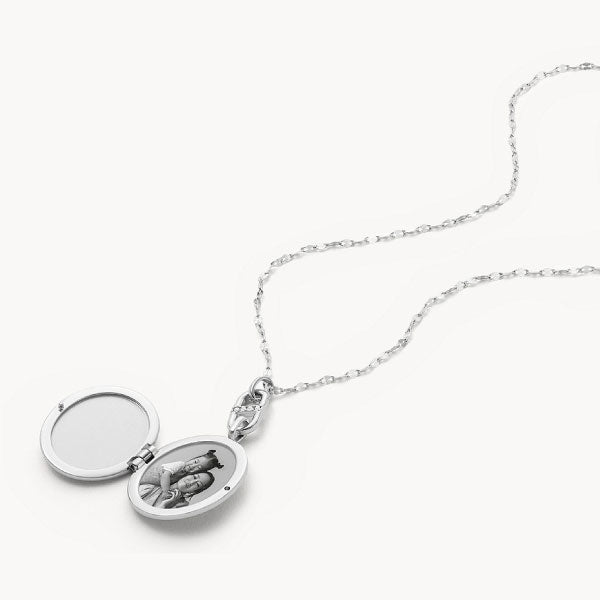 Fossil Locket Collection Stainless Steel Necklace