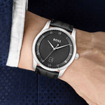 Hugo Boss Principle Black Leather Strap Watch