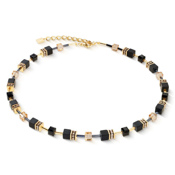 GeoCUBE® Gold Necklace Onyx Black