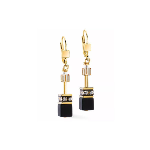 GeoCUBE® Gold Earrings Onyx Black