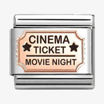 Composable Classic PLATES in stainless steel with 9k rose gold and enamel Cinema ticket