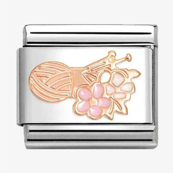 Nomination Classic Rose Gold Wool & Knitting Needles Charm