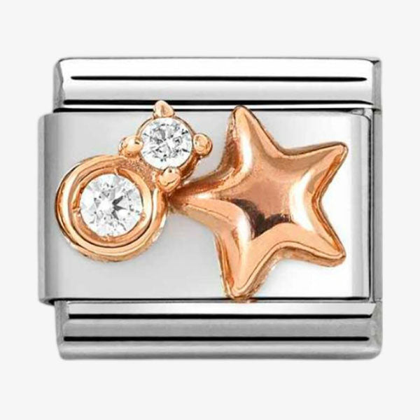 Composable Classic Symbols in stainless steel with 9k rose gold and CZ WHITE rounded star