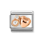 Nomination Classic  Rose Gold Cubic Zirconia Heart Charm