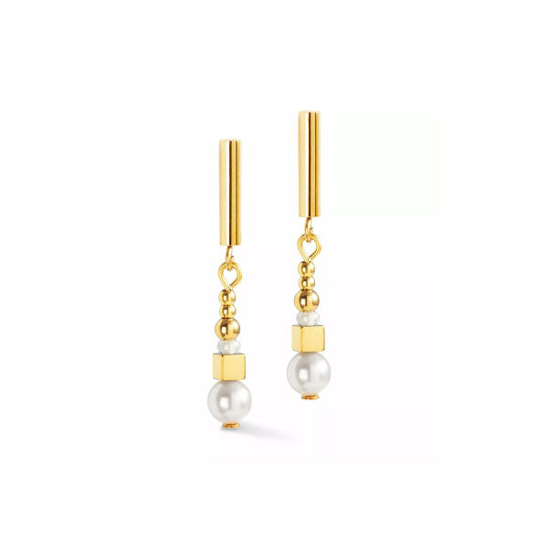 Shimmering Princess Pearls Gold Earrings White