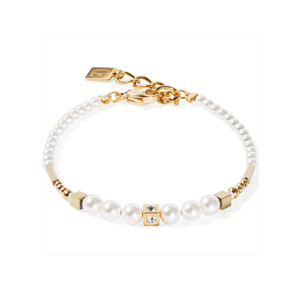 Shimmering Princess Pearls Gold Bracelet White