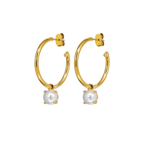 Diega Gold Earrings White Pearl