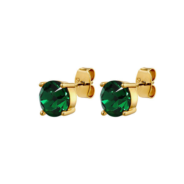 Daze Gold Earrings Emerald Green