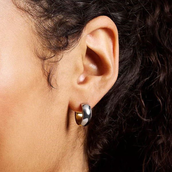 Ellis Domed Collection Two-Tone Hoop Earrings