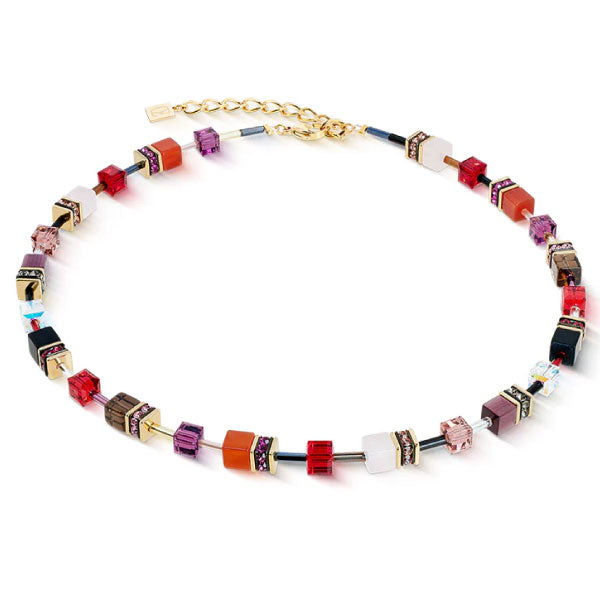 GeoCUBE® Iconic Precious Gold Necklace Festive Red