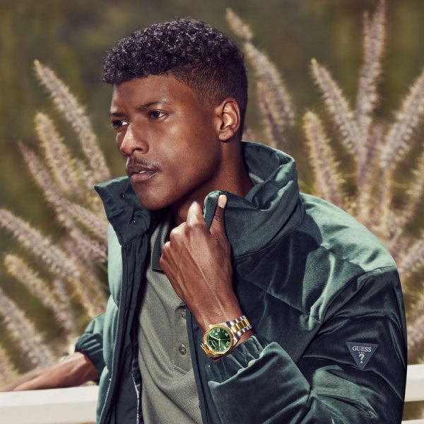 Connoisseur Two-Tone Watch with Green Face