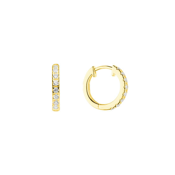 Gold 15mm Cubic Zirconia Hinged Hoop Earrings