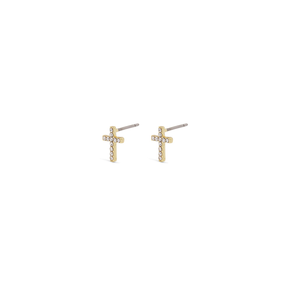 CLARA crystal cross earrings gold-plated