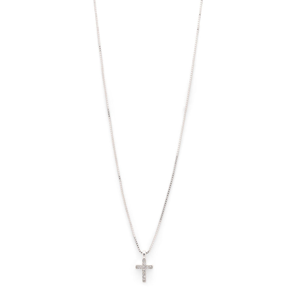 CLARA crystal cross necklace silver-plated