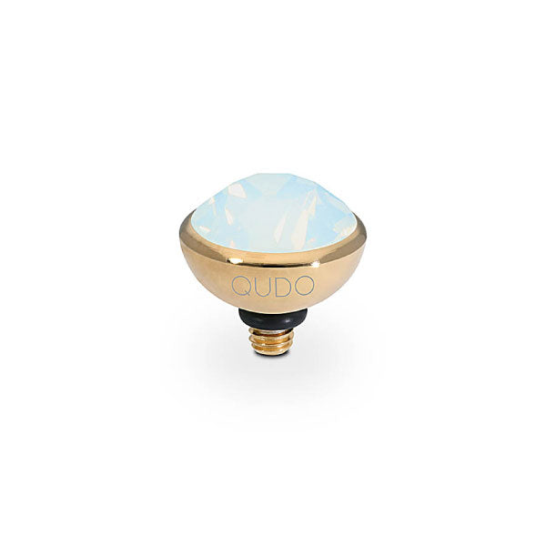 Qudo Bottone 10mm White Opal  Topper Gold