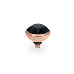 Qudo Bottone Topper 10mm Jet in Rose Gold