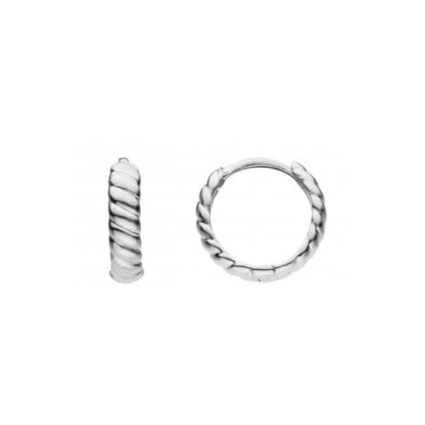 Silver 10mm Ridged Silver Huggie Hoop Earrings