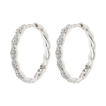 EZO twirled crystal hoops silver-plated