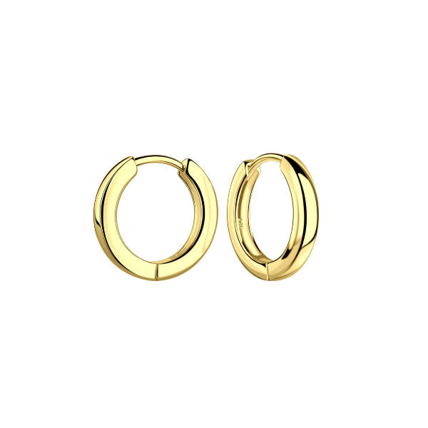 Gold 15mm Hinged Court Hoop Earrings