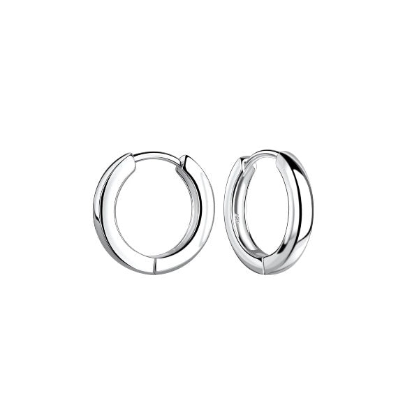 Silver 15mm Hinged Court Hoop Earrings