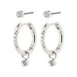 ELNA crystal earrings 2-in-1 set silver-plated