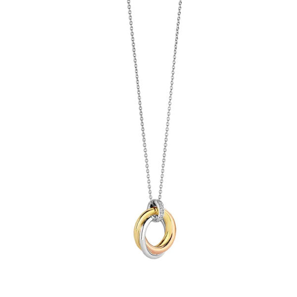 Three Colour Interlocking Circle Necklace