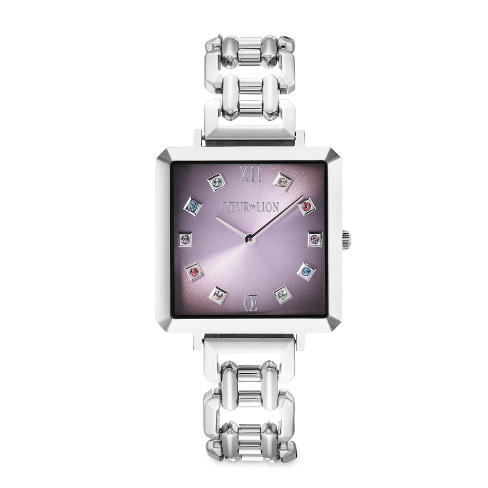 Orchid Ice Iconic Cube Statement Silver Watch