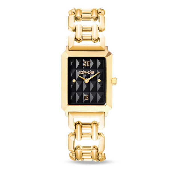 Iconic Spikes Black Dial Statement Gold Watch