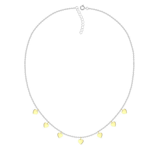 Gold Heart Charm Station Necklace