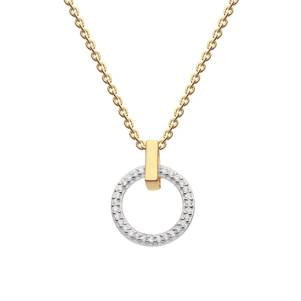 Gold Cubic Zirconia Open Circle 18" Necklace