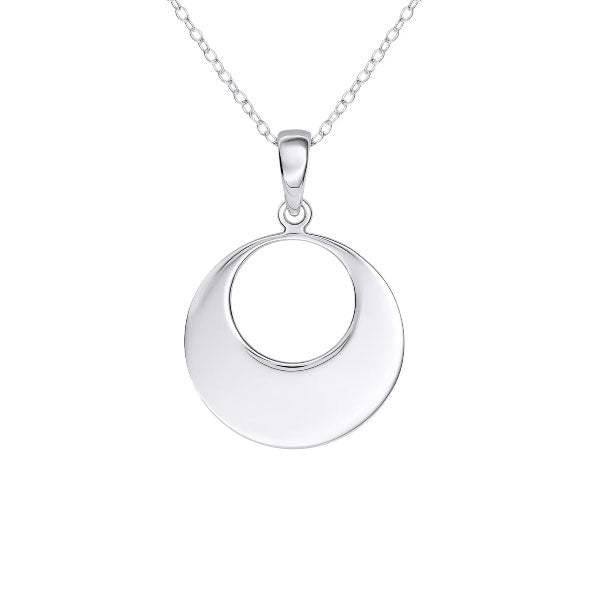 Silver Open Disc Pendant Necklace