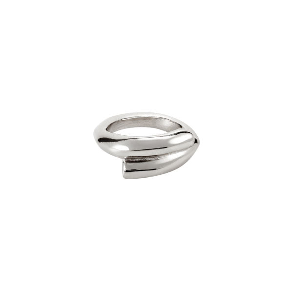 Crossed Legs Tubular Shaped Silver Ring