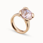 Uno de 50 Rock N' Pink 18K Gold Plated Faceted Ring