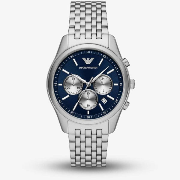 Antonio Stainless Steel and Blue Chronograph Mens Watch