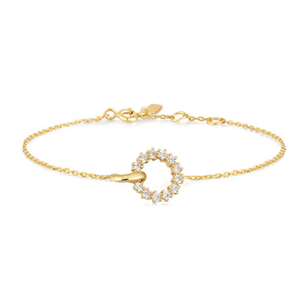 Ania Haie Gold Interlinked Circles Pavé Bracelet