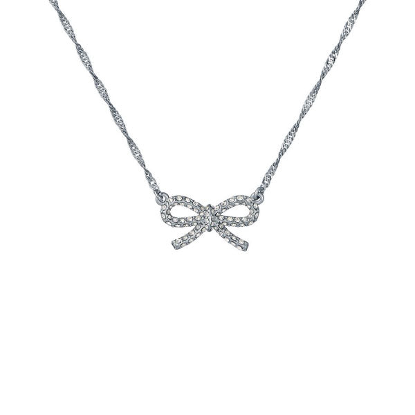 Ribah Silver Tone Ribbon Bow Necklace