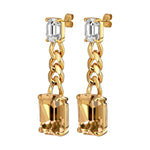 Calla Gold Earrings with Golden Stones