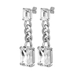 Calla Silver Earrings with Clear Crystal Stones