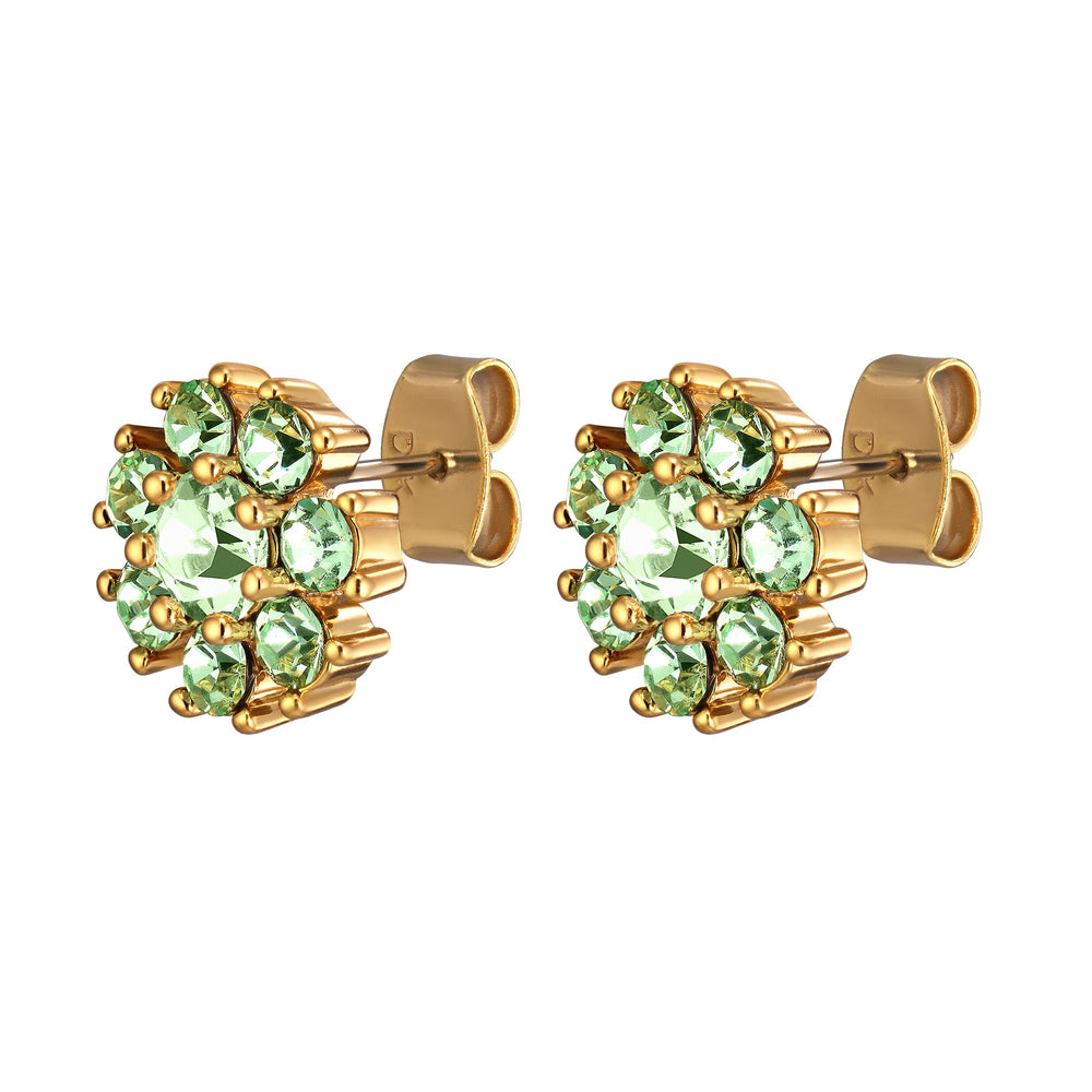 Carnea Gold Earrings with Light Green Stones