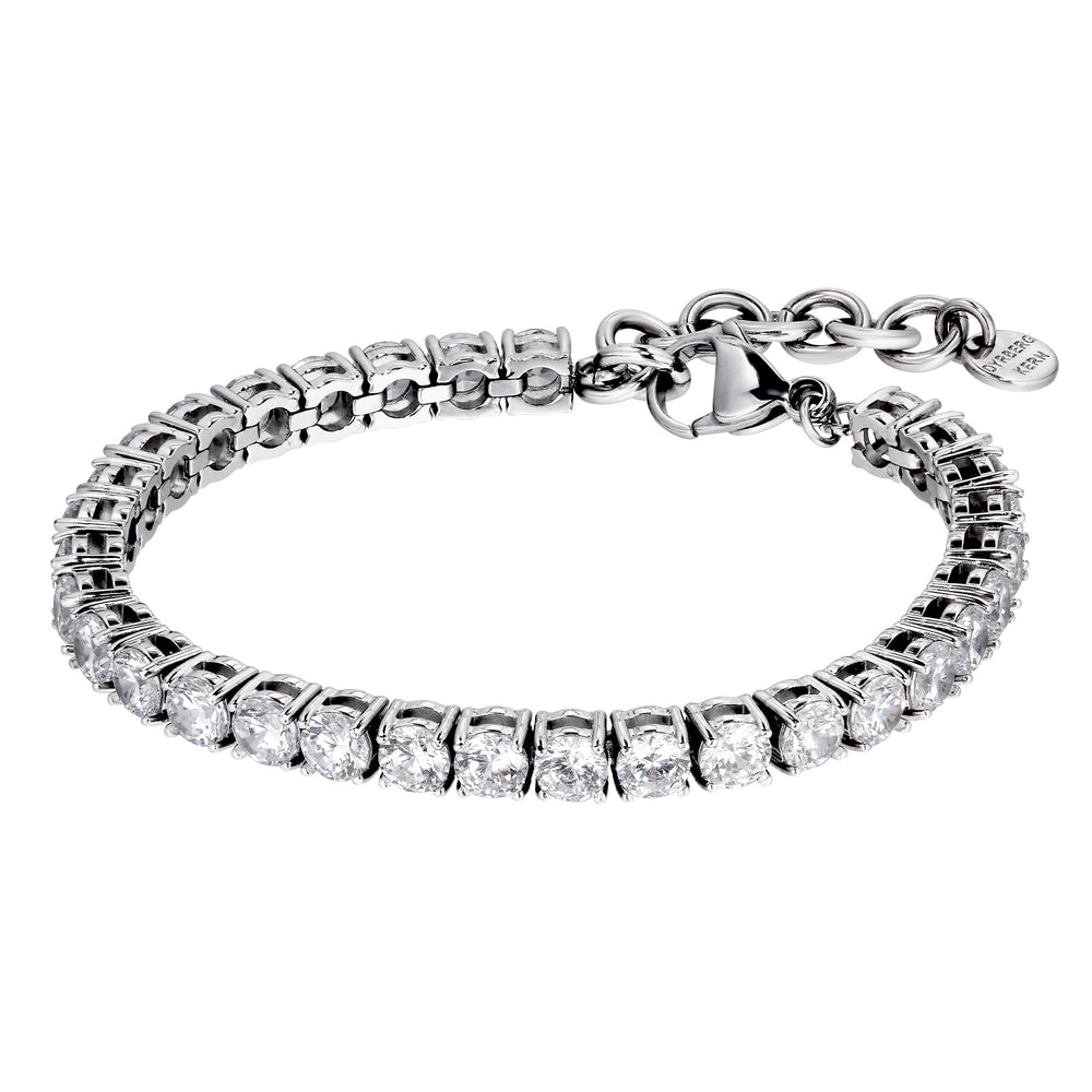 Cobra Silver Bracelet with Clear Crystal Stones