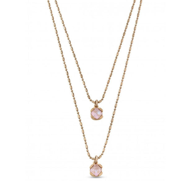 Uno de 50 Charismatic Gold Aura Pink Faceted Crystal Necklace