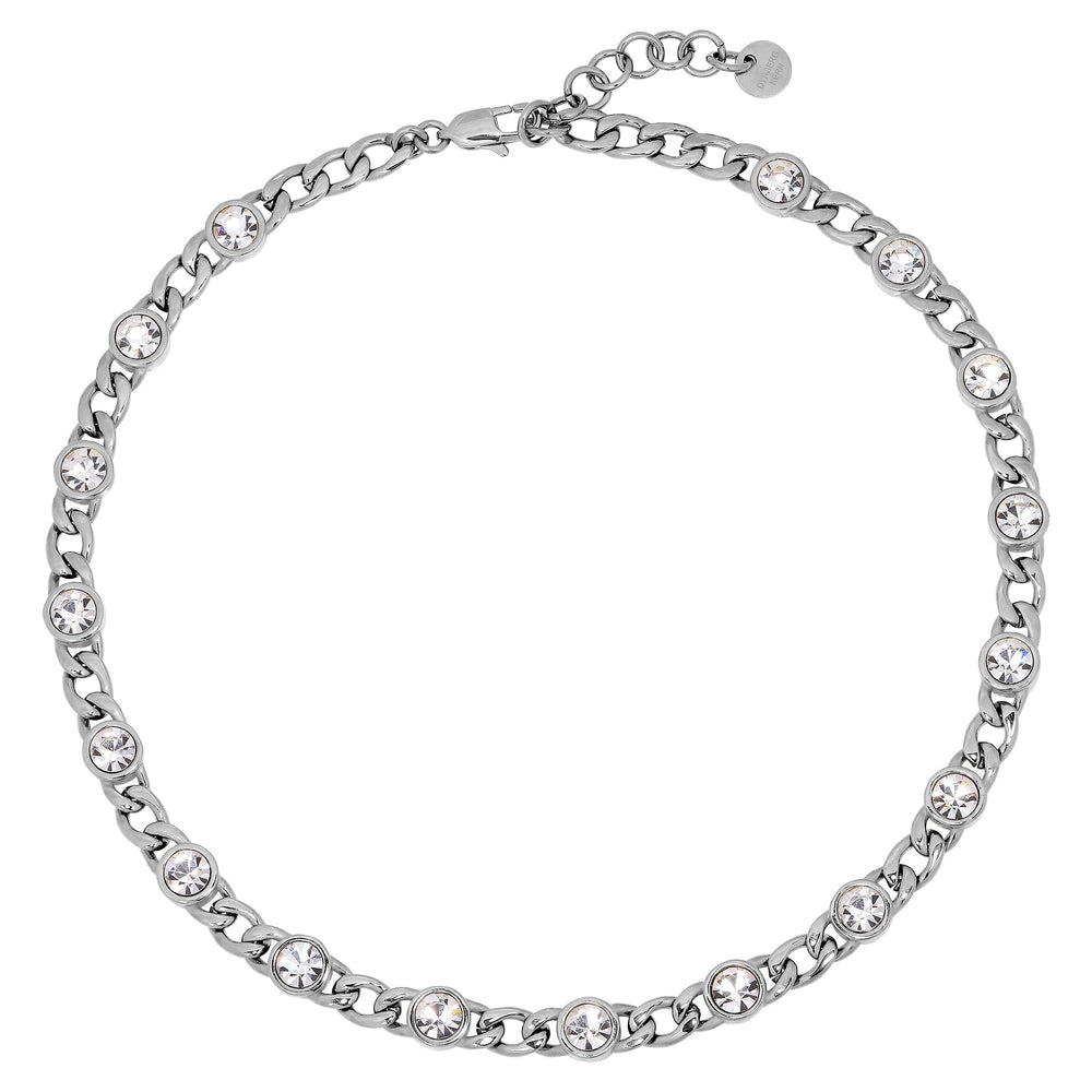 Collana Silver Necklace with Clear Crystal Stones